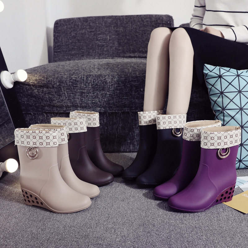 Winter Clothing Korea - Korean Style Wedges Mid Tube Rain