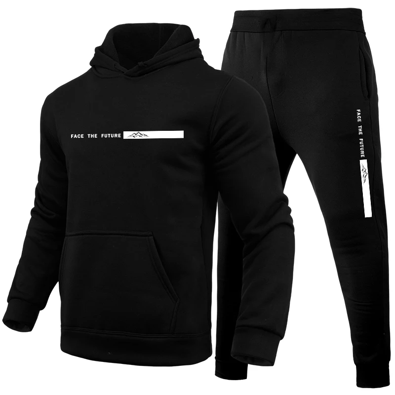 Winter Clothing For Men - Men's Tracksuit Print Casual Hooded Sweatshirts