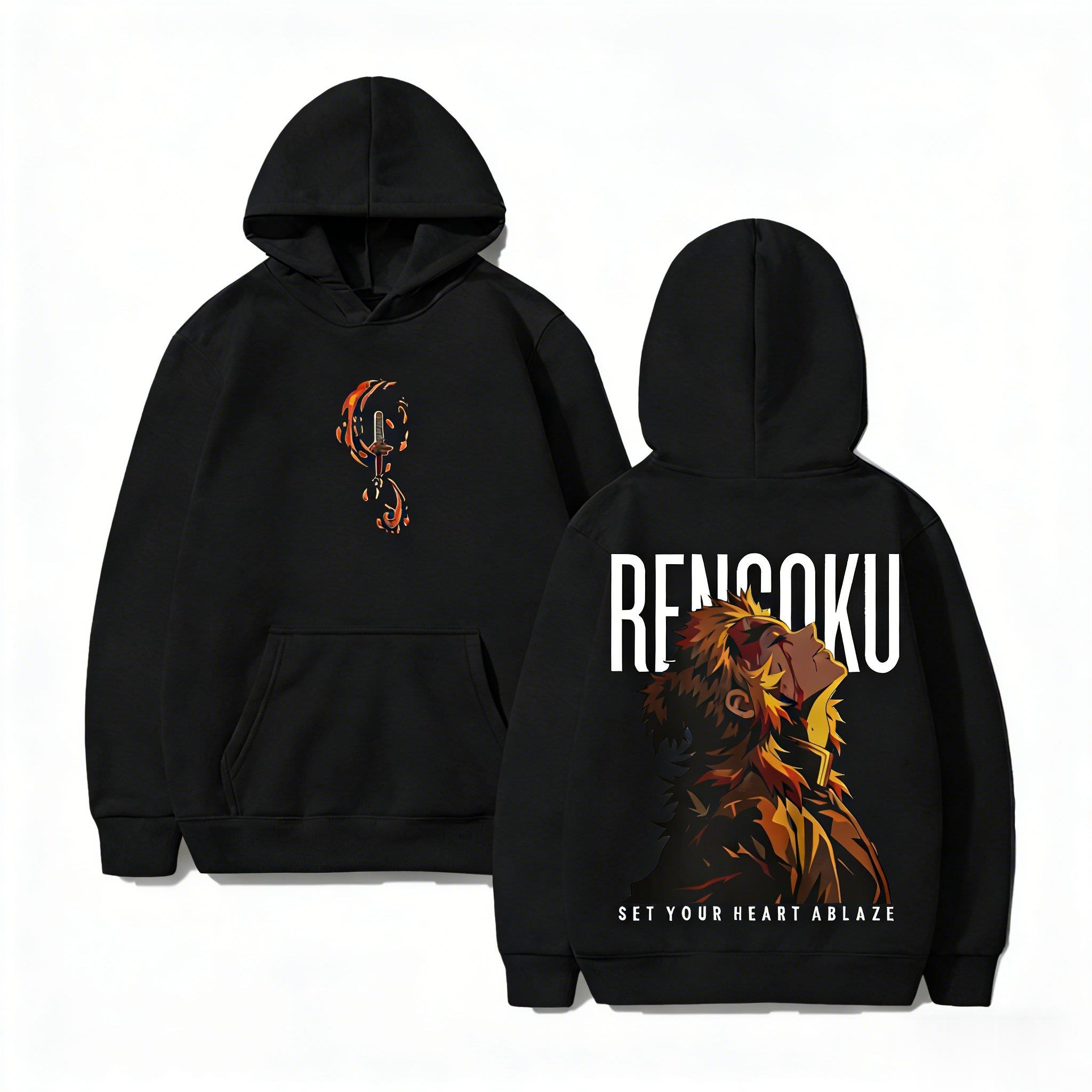Winter Clothing Anime - Demon Slayer Rengoku Hoodie Anime Sweatshirt