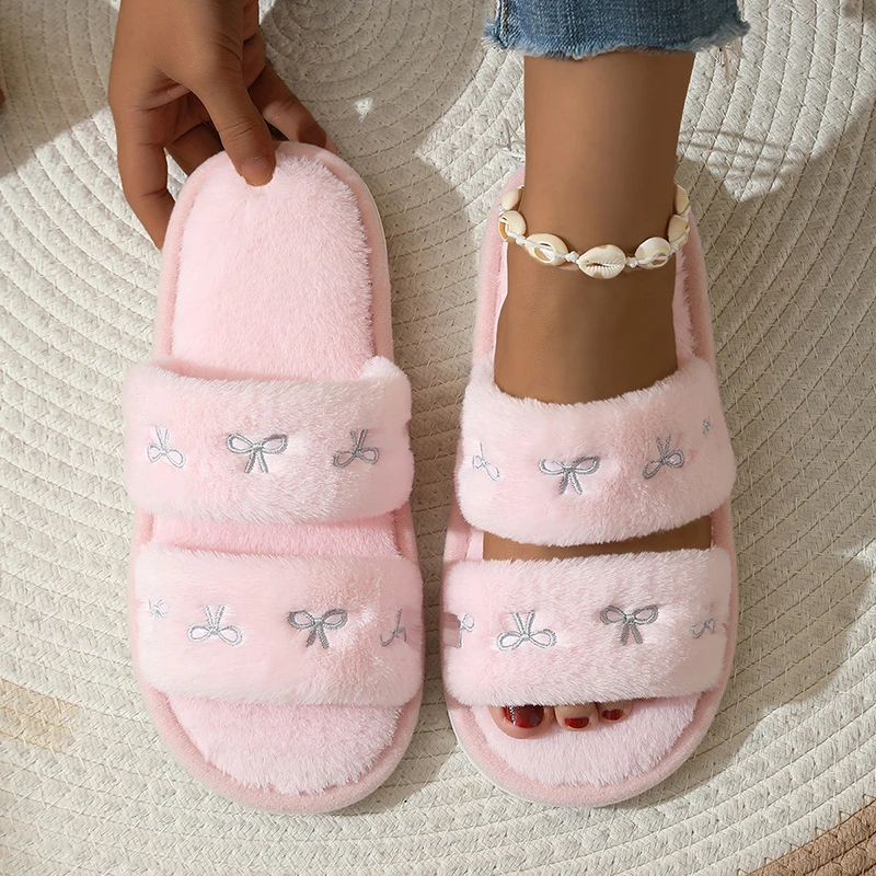 Fashion Bow Embroidery Fluffy  - Winter Clothing Korea recension och pris
