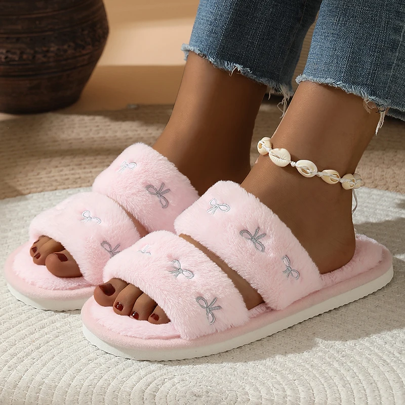 Fashion Bow Embroidery Fluffy  - Winter Clothing Korea recension och pris