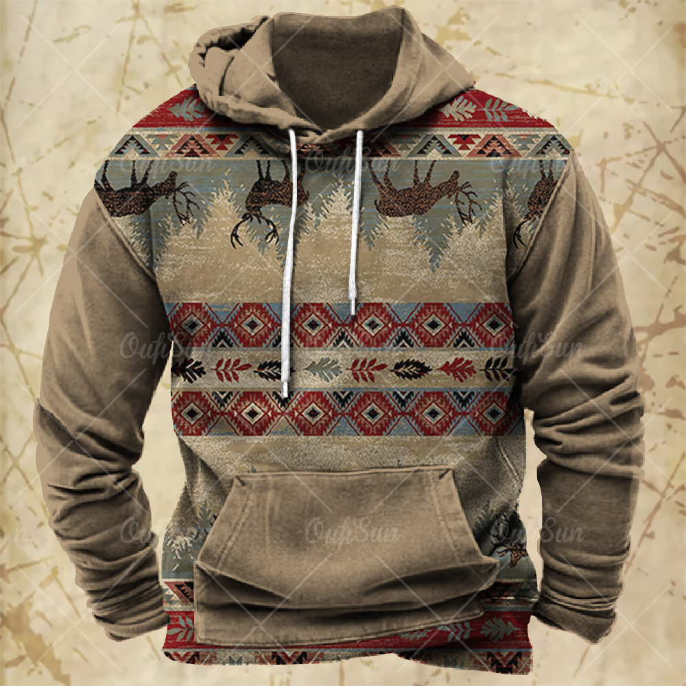 Men Hooded Vintage Print  Swea - Winter Clothes Shop recension och pris
