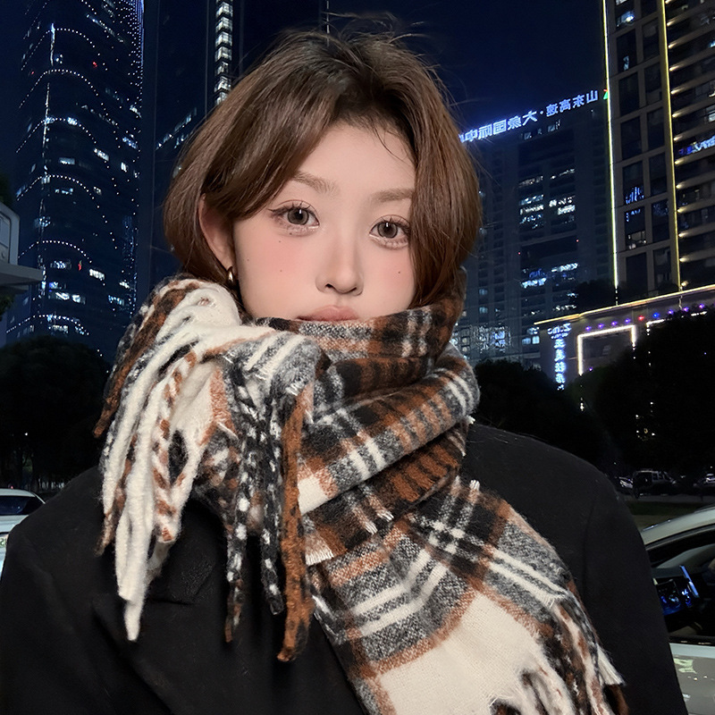 Purple Plaid Scarf Women's Aut - Winter Clothing Korea recension och pris