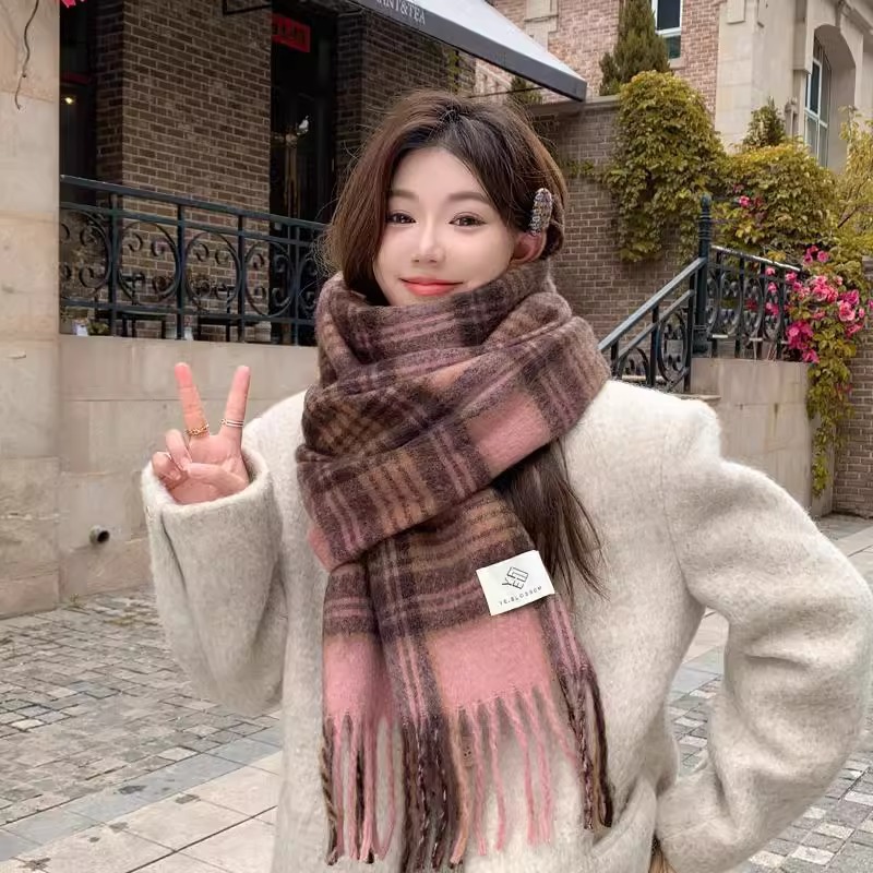 Purple Plaid Scarf Women's Aut - Winter Clothing Korea recension och pris