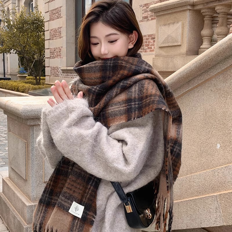 Purple Plaid Scarf Women's Aut - Winter Clothing Korea recension och pris