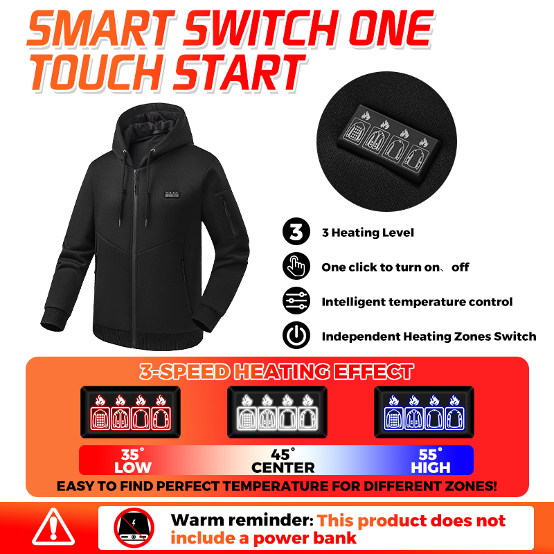 Heating Hoodie 26 Zones Heated - Winter Clothing Hiking recension och pris