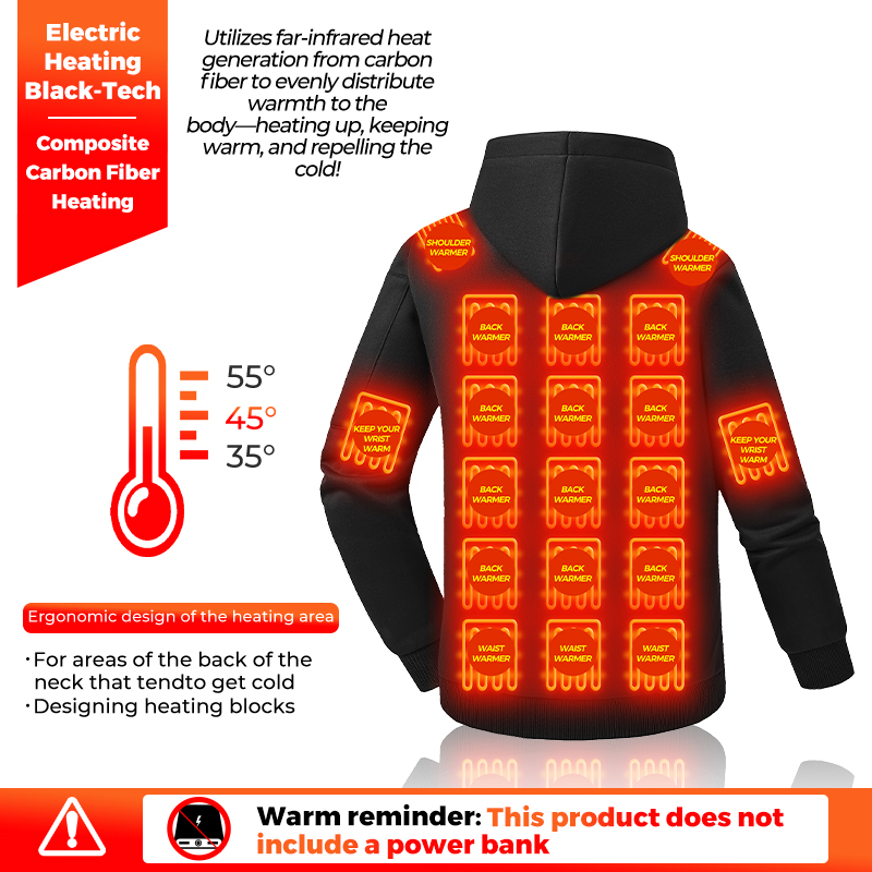Heating Hoodie 26 Zones Heated - Winter Clothing Hiking recension och pris