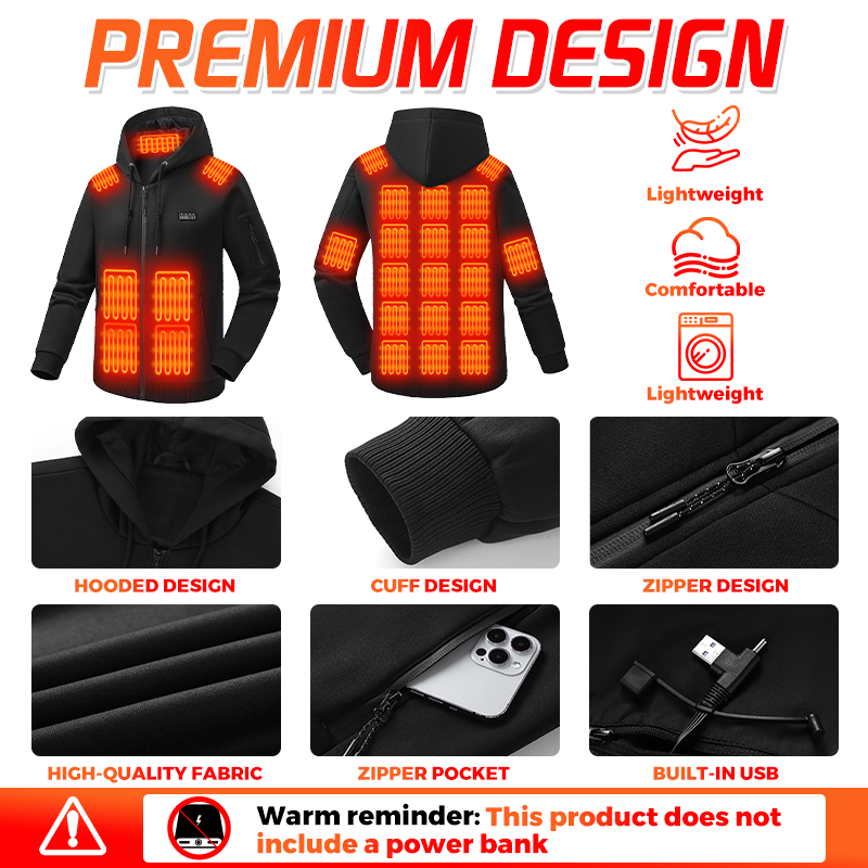 Heating Hoodie 26 Zones Heated - Winter Clothing Hiking recension och pris